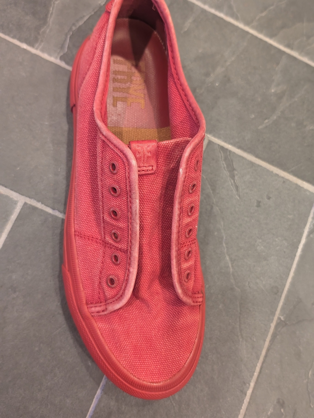 Frye Red Canvas Slip-On Sneaker